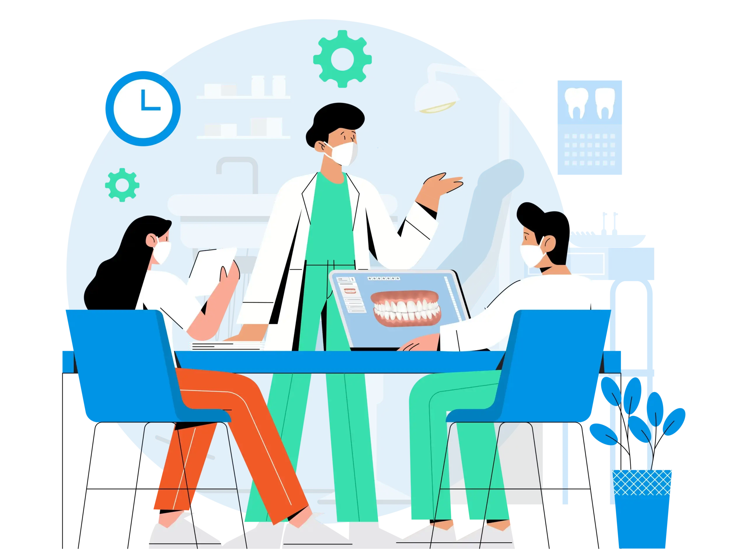 Dental clinic meeting illustration