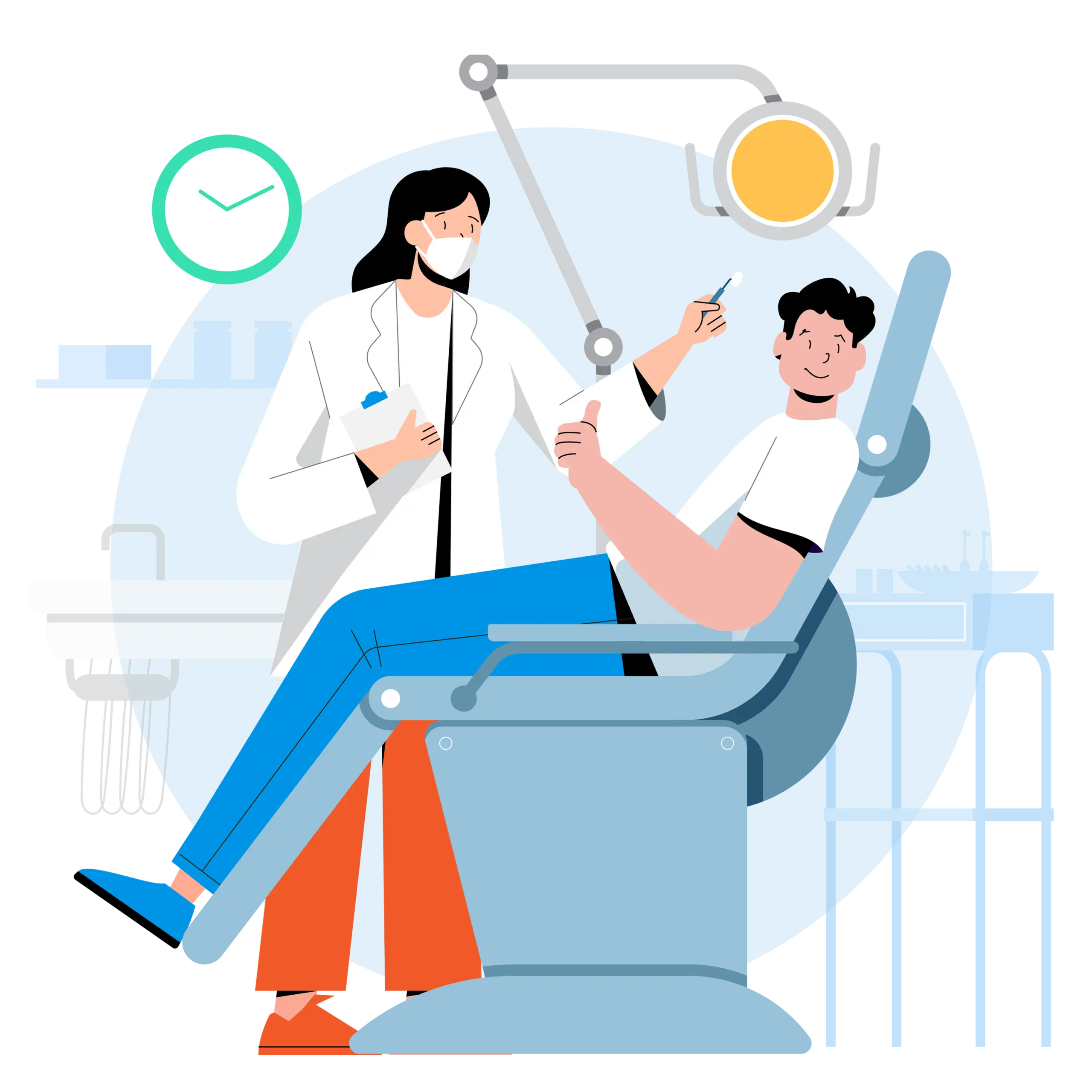 Dentist and patient illustration